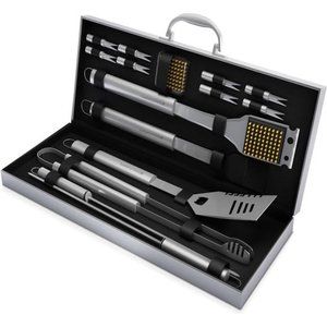 16-Piece BBQ Grill Accessories Set-Barbecue Tool Kit with Aluminum Case for Home